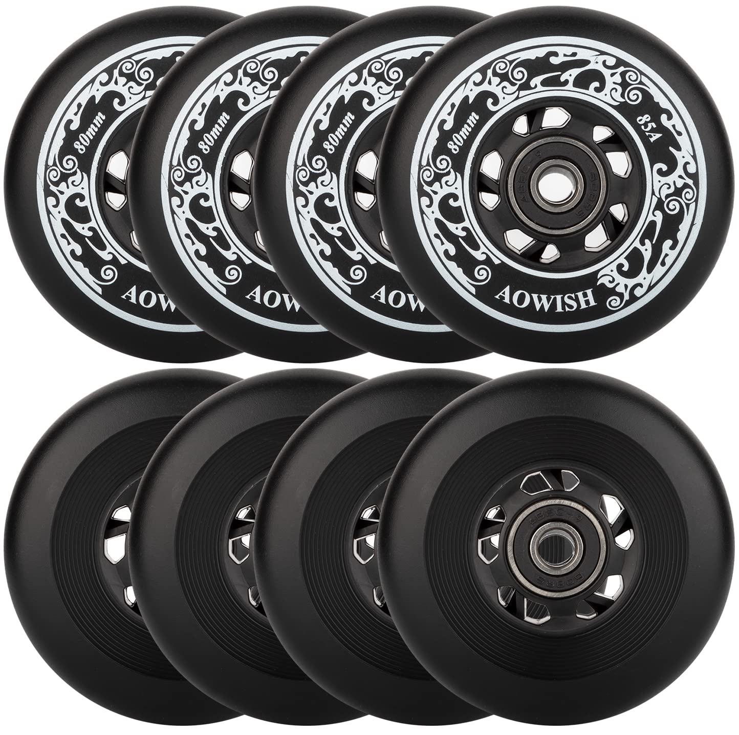 Inline Skate Wheels, Outdoor Asphalt Formula, 8-Pack