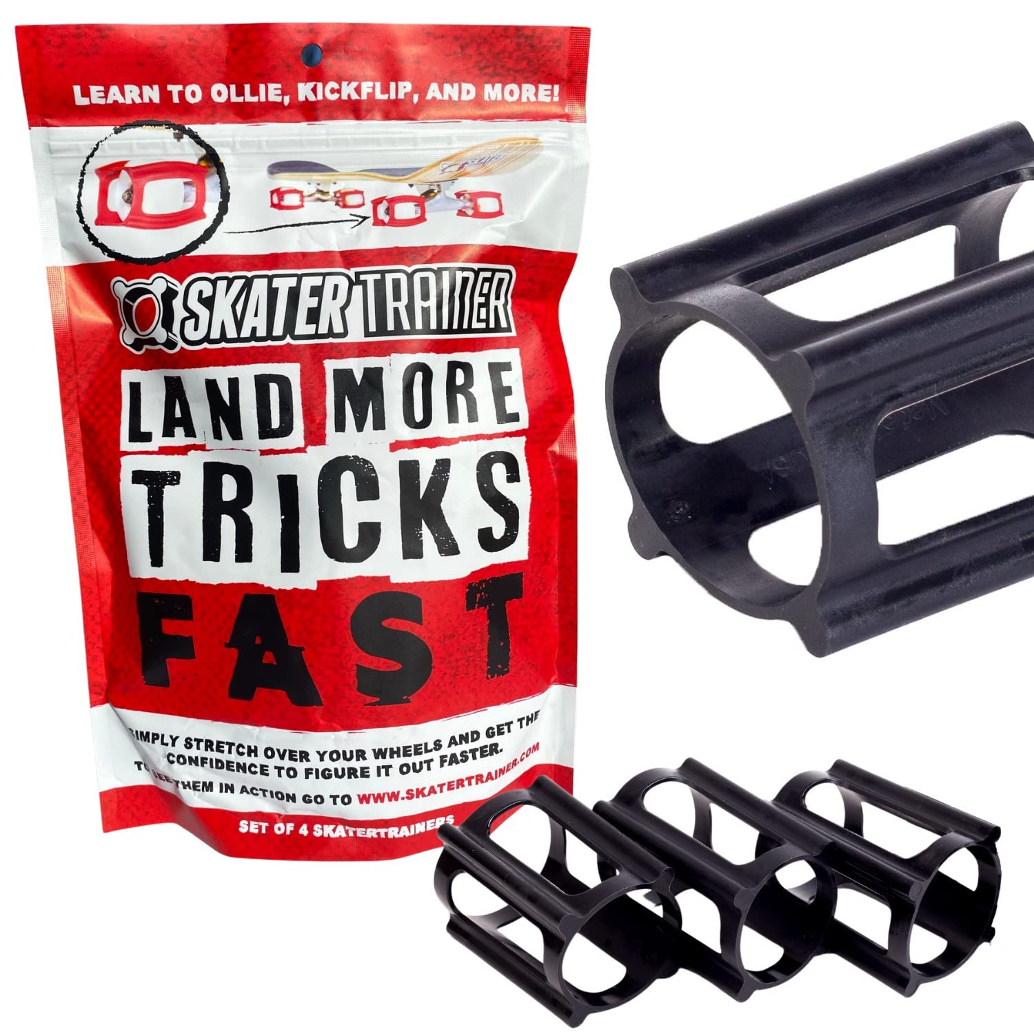 Skater Trainer Wheels - Beginners get Skateboard Tricks Fast, Safe and Fun