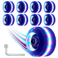 Light Up Roller Skate Wheels 8 Pack, 78A Hardness LED Skateboard Wheels with Premium ABEC-9 Bearings, Illuminating Roller Skate Accessories for Outdoor Indoor Quad Skates