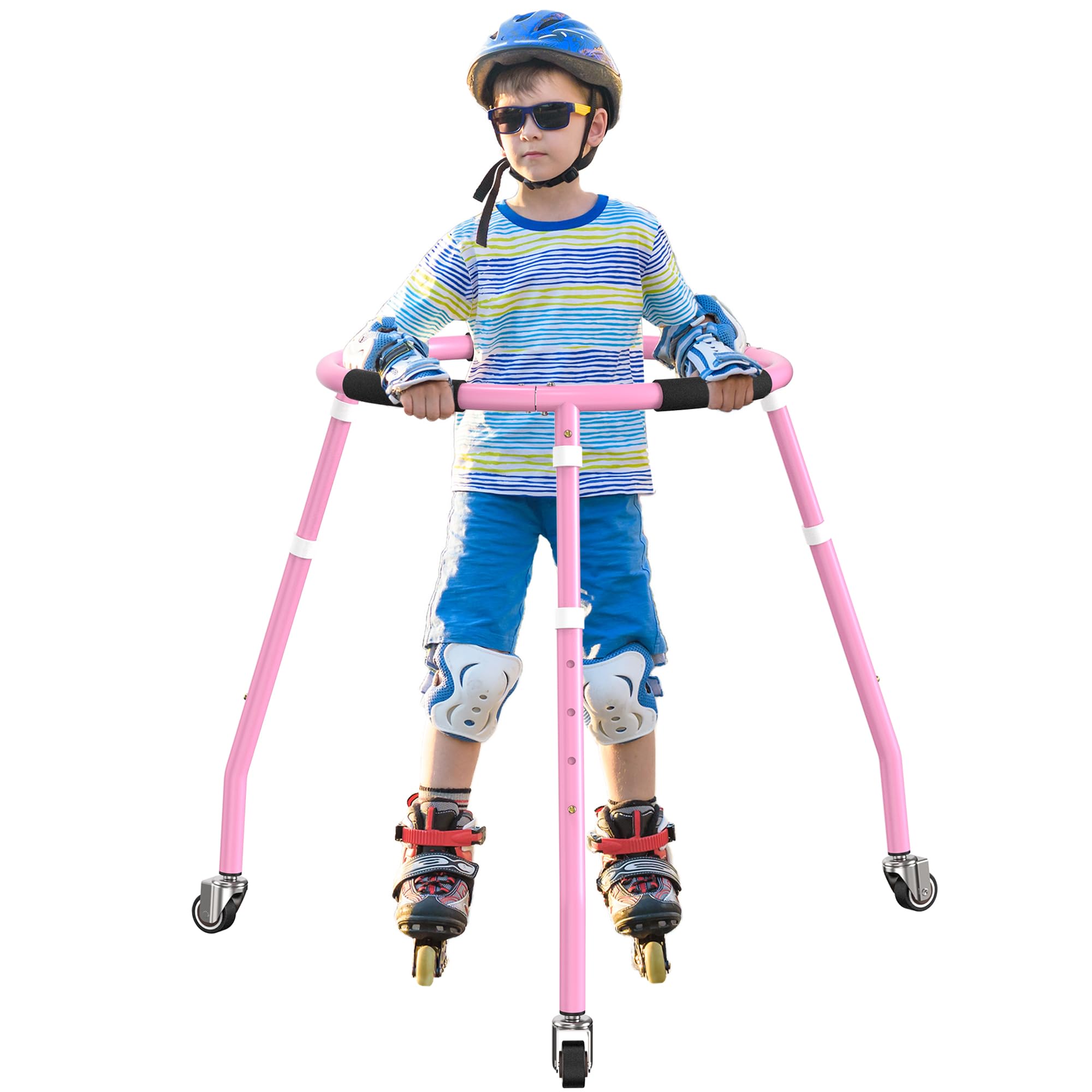 GanFindX Kids Roller Skating Trainer Adjustable Height Skate Walker Blue